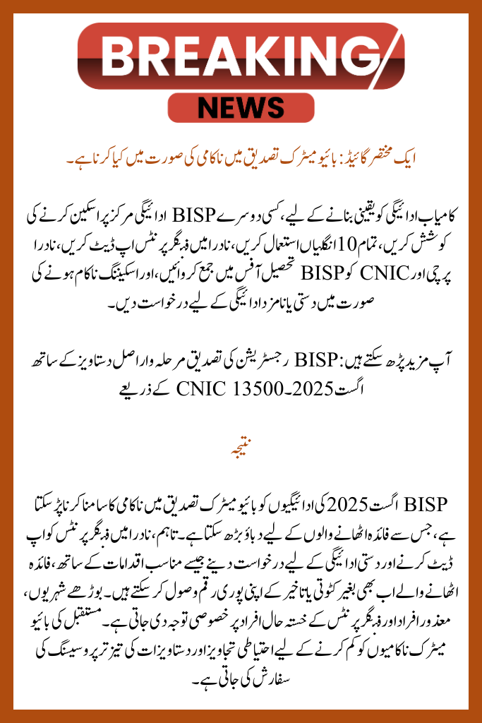 August 2025: BISP Biometric Failure Solutions