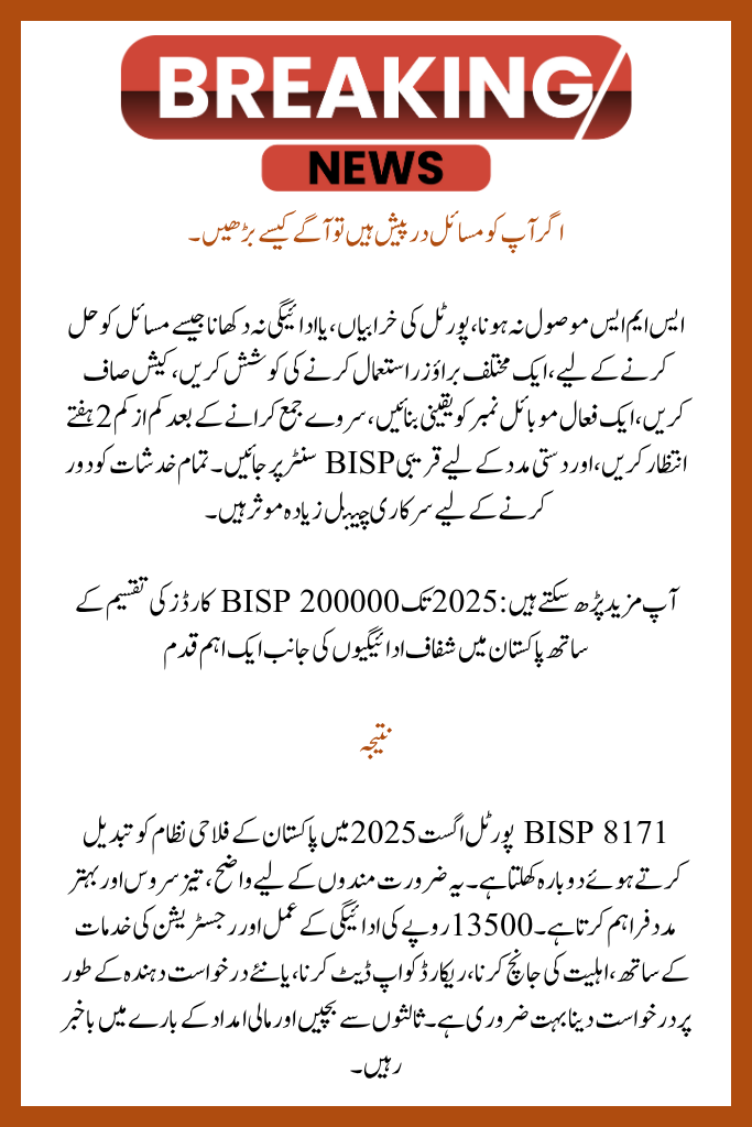 Reopening of the BISP 8171 Portal in August 2025