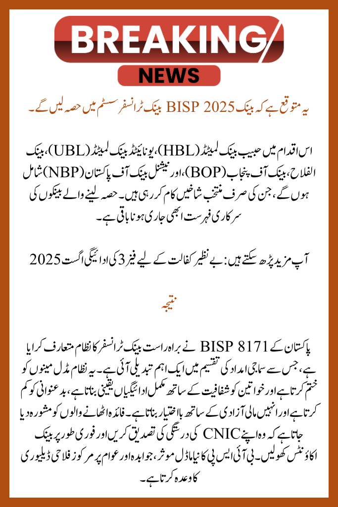 New Bank Payment System 2025 (BISP 8171)