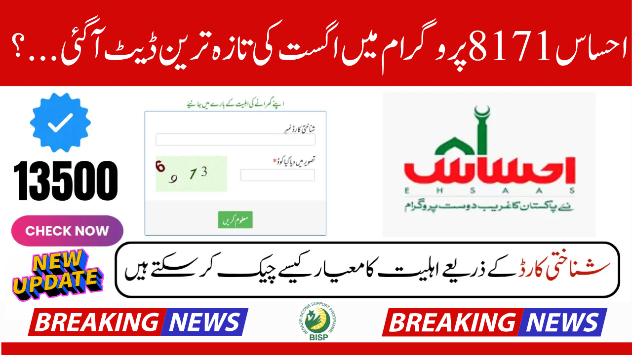 Web Portal for Ehsaas Program 8171, August 2025